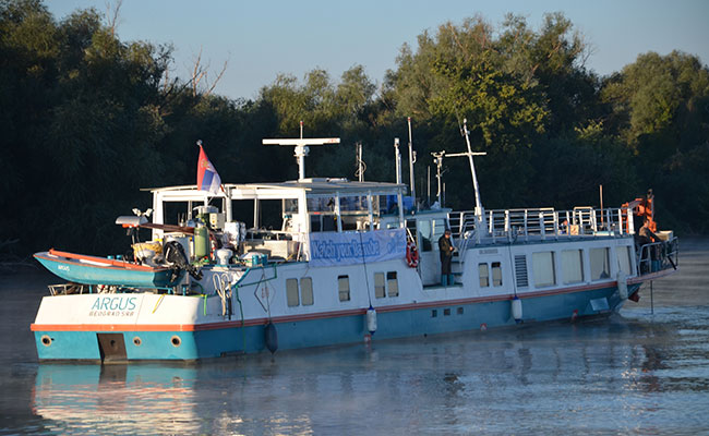 The research vessel ARGUS at the River Danube The research vessel ARGUS at the River Danube
